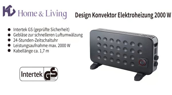 HC Home &amp; Living Design Konvektor Elektroheizung 2000 W