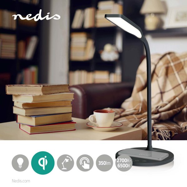 Nedis LED-Lampe mit Wireless-Ladegerät & DimmSchalter | LED / Qi | 10 W | Schwarz B-Ware