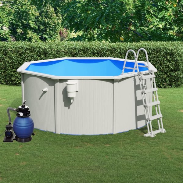 vidaXL Pool with sand filter pump and ladder 300x120 cm