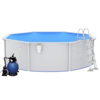 vidaXL pool with sand filter pump and ladder 460x120 cm