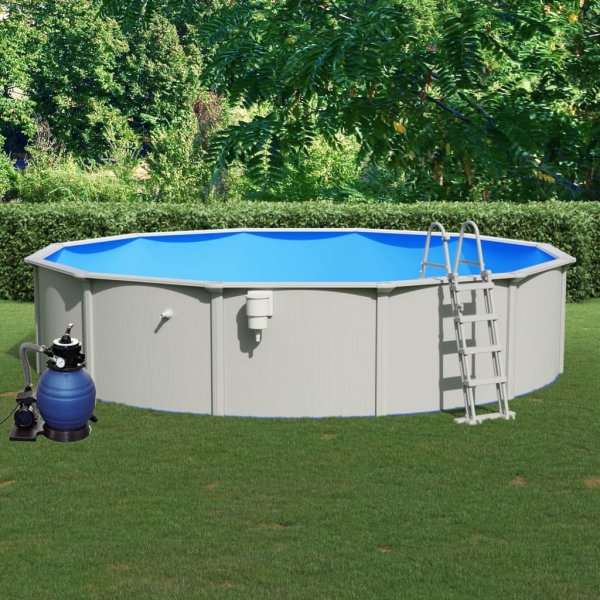 vidaXL Pool with sand filter pump and ladder 550x120 cm