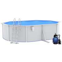 vidaXL Pool with sand filter pump and ladder 490x360x120 cm