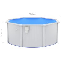 vidaXL Pool with steel wall 300x120 cm White