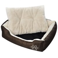 vidaXL Warm dog bed with upholstered cushion M