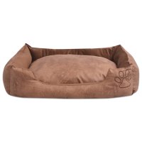vidaXL Dog Bed with Cushion PU Faux Leather Size S Beige