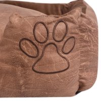 vidaXL Dog Bed with Cushion PU Faux Leather Size S Beige