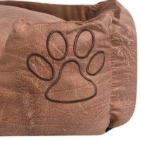 vidaXL Dog Bed with Cushion PU Faux Leather Size M Beige