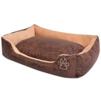 vidaXL Dog Bed with Cushion PU Faux Leather Size S Brown