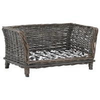 vidaXL Dog Basket with Cushion Grey 50x33x30 cm Nature Willow
