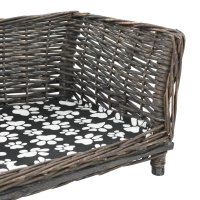 vidaXL Dog Basket with Cushion Grey 50x33x30 cm Nature Willow
