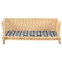 vidaXL dog basket with cushion 90x54x35 cm nature willow
