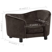 vidaXL dog sofa brown 69x49x40 cm plush