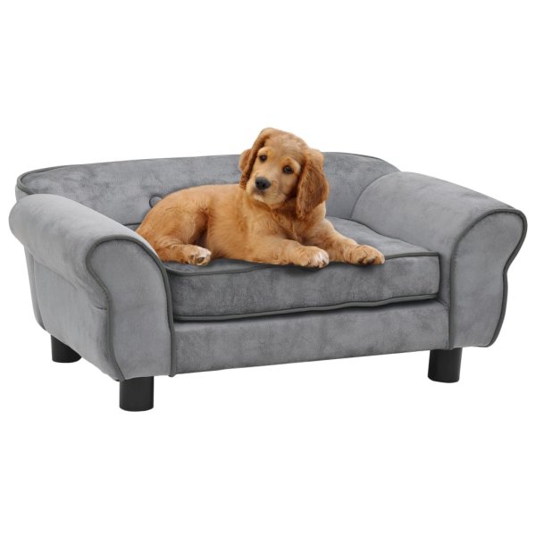 vidaXL dog sofa gray 72x45x30 cm plush