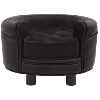 vidaXL dog sofa brown 48x48x32 cm plush and faux leather