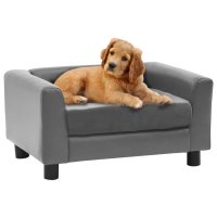 vidaXL dog sofa gray 60x43x30 cm plush and faux leather