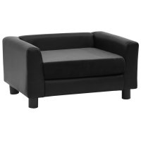 vidaXL Dog Sofa Black 60x43x30 cm Plush and Faux Leather
