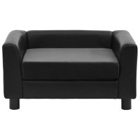 vidaXL Dog Sofa Black 60x43x30 cm Plush and Faux Leather