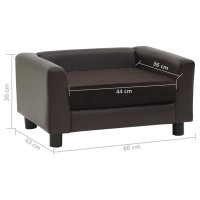 vidaXL dog sofa brown 60x43x30 cm plush and faux leather