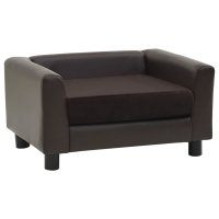 vidaXL dog sofa brown 60x43x30 cm plush and faux leather