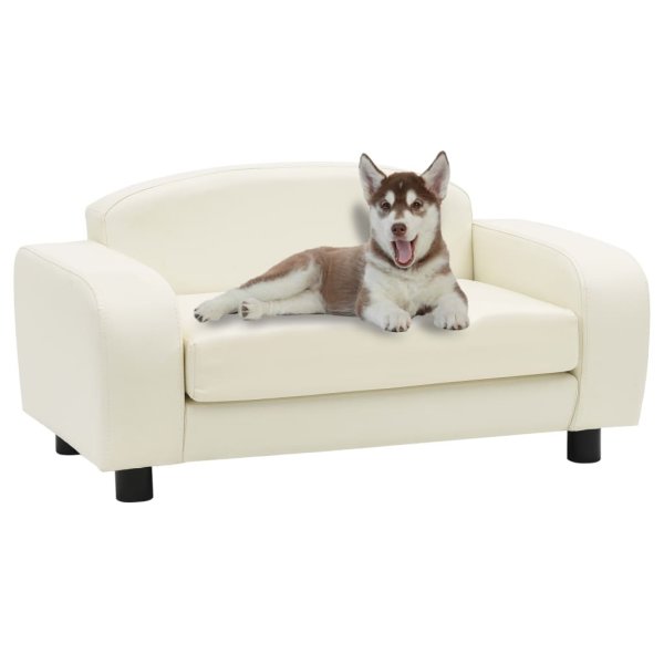 vidaXL dog sofa cream white 80x50x40 cm faux leather