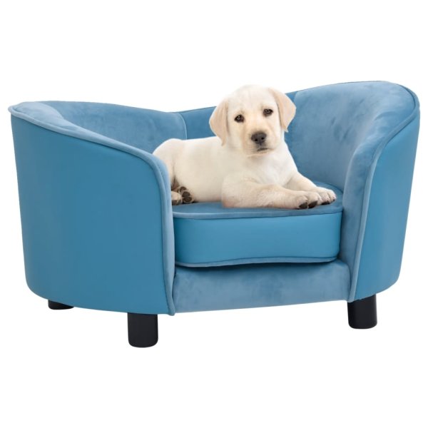 vidaXL dog sofa turquoise 69x49x40 cm plush and faux leather