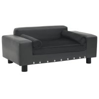 vidaXL dog sofa dark gray 81x43x31 cm plush and faux leather
