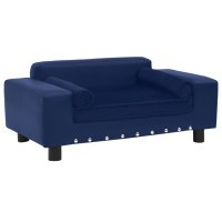 vidaXL dog sofa blue 81x43x31 cm plush and faux leather