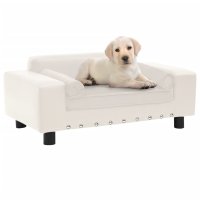 vidaXL dog sofa cream 81x43x31 cm plush and faux leather