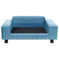 vidaXL dog sofa turquoise 81x43x31 cm plush and faux leather