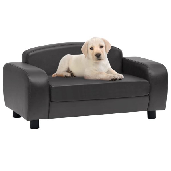 vidaXL dog sofa dark gray 80x50x40 cm faux leather