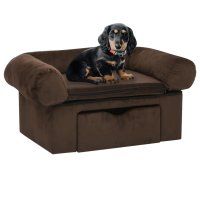 vidaXL Dog Sofa with Drawer Brown 75x50x38 cm Plush