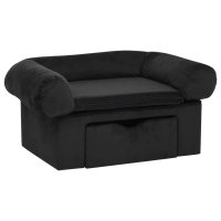 vidaXL Dog Sofa with Drawer Black 75x50x38 cm Plush
