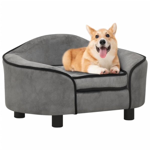 vidaXL dog sofa gray 67x47x36 cm plush
