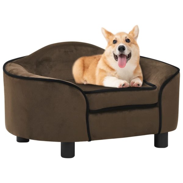 vidaXL dog sofa brown 67x47x36 cm plush