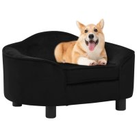 vidaXL Dog Sofa Black 67x47x36 cm Plush