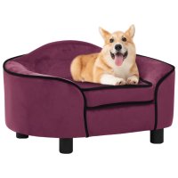 vidaXL dog sofa burgundy 67x47x36 cm plush