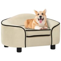 vidaXL dog sofa cream 67x47x36 cm plush