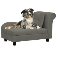 vidaXL dog sofa with cushion dark gray 83x44x44 cm plush