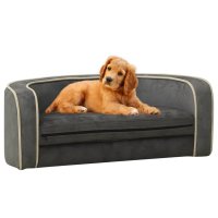 vidaXL Dog Sofa Foldable Grey 73x67x26 cm Plush Washable Cushion