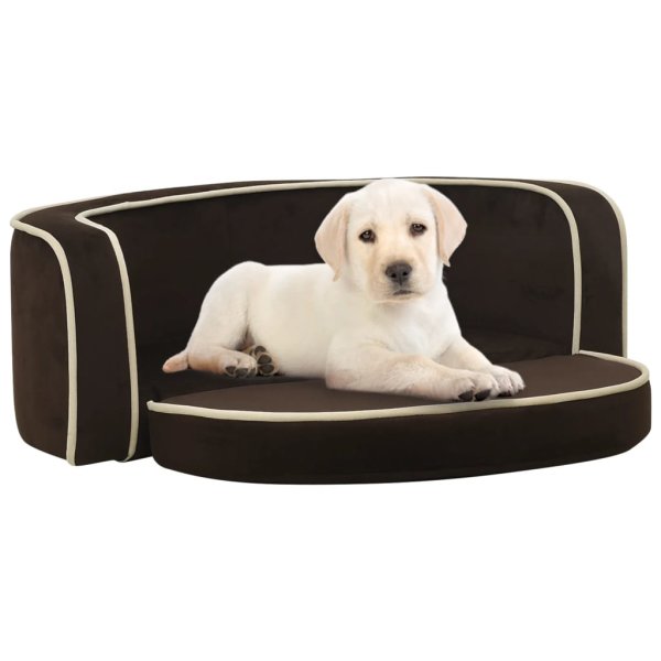 vidaXL Foldable dog sofa with washable cushions 73x67x26 cm plush Brown