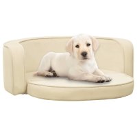 vidaXL Dog Sofa Foldable Cream 73x67x26 cm Plush Washable...
