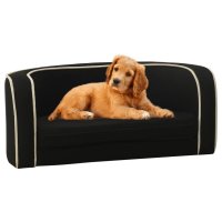 vidaXL Dog Sofa Foldable Black 76x71x30 cm Linen Washable Cushion
