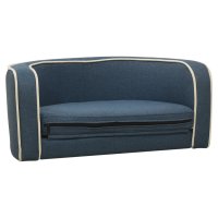 vidaXL Dog Sofa Foldable Blue 76x71x30 cm Linen Washable Cushion