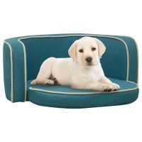 vidaXL Dog Sofa Foldable Turquoise 76x71x30 cm Linen Washable Cushion