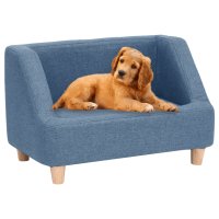 vidaXL dog sofa blue 60x37x39 cm linen