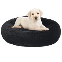 vidaXL Washable Dog & Cat Pillow Black 50x50x12 cm Plush