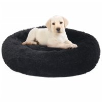 vidaXL Washable Dog & Cat Pillow Black 70x70x15 cm Plush