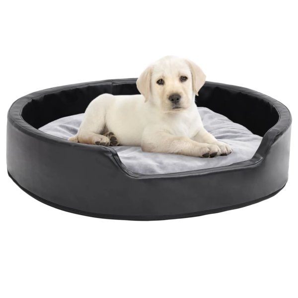vidaXL Dog Bed Black-Gray 79x70x19 cm Plush and Faux Leather