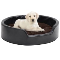 vidaXL dog bed black-brown 69x59x19 cm plush and faux leather