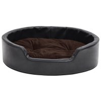 vidaXL dog bed black-brown 69x59x19 cm plush and faux leather